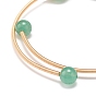 Brazalete redondo con cuentas de resina y aventurina verde natural, joyas envueltas en alambre de cobre para mujer, la luz de oro