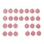 Golden Plated Alloy Enamel Charms, Cadmium Free & Lead Free, Enamelled Sequins, Flamingo, Flat Round with Letter
