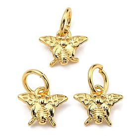 Brass Charms, with Jump Ring, Long-Lasting Plated, Lead Free & Cadmium Free, Bee Charm