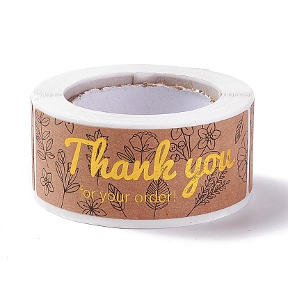 Rectangle Thank You Theme Paper Stickers, Self Adhesive Roll Sticker Labels, for Envelopes, Bubble Mailers and Bags, Peru