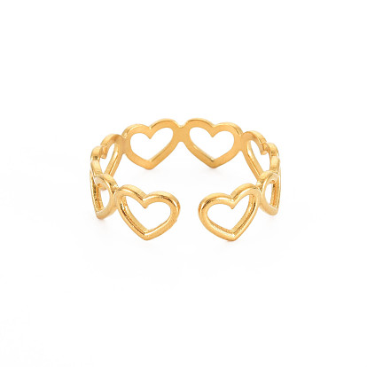 304 кольцо-манжета из нержавеющей стали с открытым сердцем для женщин