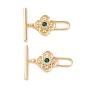 Brass Pave Green Cubic Zirconia Toggle Clasps, Flower Lock