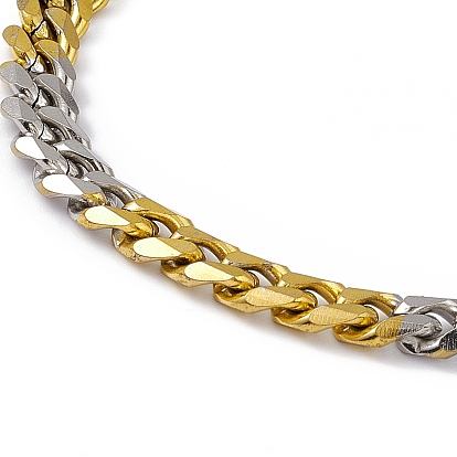 201 Stainless Steel Curb Chain Bracelet with 304 Stainless Steel Clasps for Men Women