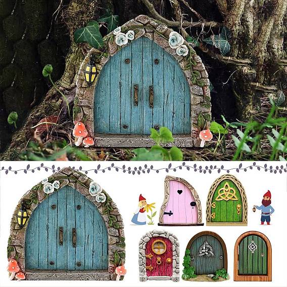 Puerta de jardín de madera en miniatura, para accesorios de casa de muñecas que simulan decoraciones de utilería
