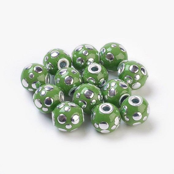 Handmade Indonesia Beads, with Brass Core, Round, 14mm, Hole: 3.8mm