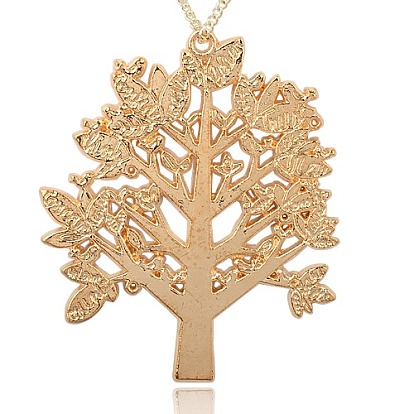Alloy Large Pendants, Long-Lasting Plated, Tree of Life, 70x57x2mm, Hole: 2mm