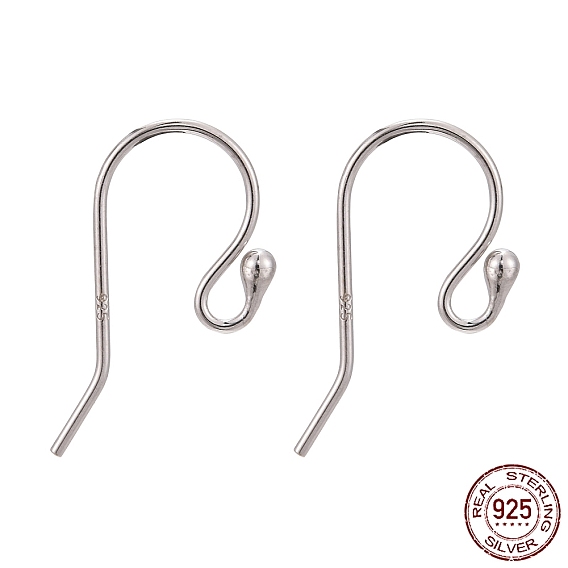 925 Sterling Silver Earring Hooks, 20x10mm, Pin: 1.8mm