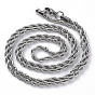 304 Stainless Steel Rope Chain Necklaces for Men Women, with Lobster Claw Clasps