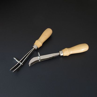 Raineur de bordure en cuir réglable, avec manche en bois, pour les outils de bricolage en cuir faits à la main