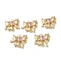 Micro cuivres ouvrent pendentifs zircone cubique, réel 18 k plaqué or, avec anneau de saut, charmes bowknot