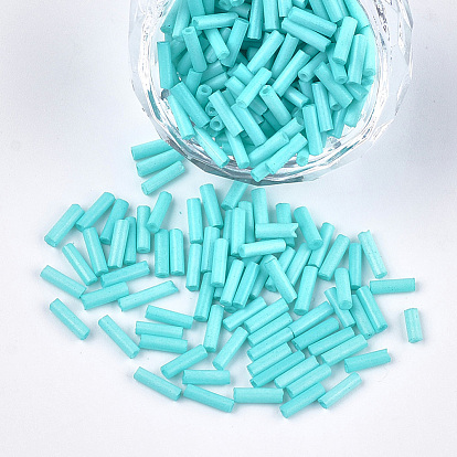 Glass Bugle Beads, Round Hole, Opaque Colours