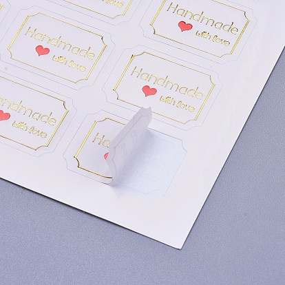 Наклейки на день Святого Валентина, этикетки наклейки наклейки, для подарочной упаковки, прямоугольник со словом ручной работы с любовью
