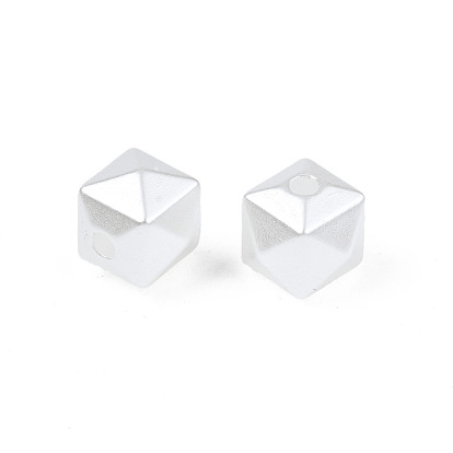 ABS Plastic Imitation Pearl Beads, Faceted, Cube