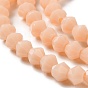 Opaque Solid Color Imitation Jade Glass Beads Strands, Faceted, Bicone
