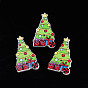 Noël 2-boutons en bois d'érable peints à la bombe, imprimé sur une seule face, arbre de Noël