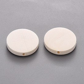 Wooden Beads, Undyed, Flat Round