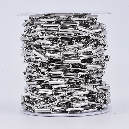 304 Stainless Steel Box Chains, Drawn Elongated Cable Chains, Unwelded, with Spool