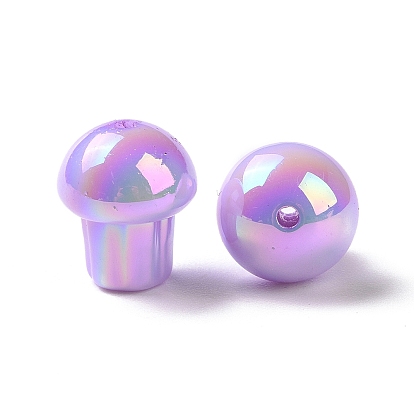 UV Plating Rainbow Iridescent Opaque Acrylic Beads, Mushroom