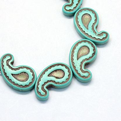 Synthetic Turquoise Bead Strands, Tadpole, Dyed