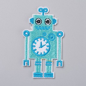 Computerized Embroidery Cloth Iron on/Sew on Patches, Costume Accessories, Appliques, for Backpacks, Clothes, Robot