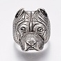 304 anillos de dedo de cachorro de acero inoxidable, anillos de banda ancha, cabeza de bulldog
