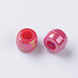 Opaque Acrylic European Beads, AB Color Plated, Large Hole Beads, Rondelle