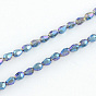 Perles en verre electroplate, arc-en-ciel plaqué, facette, goutte , 4~5x3~3.5mm, Trou: 1mm, Environ 100 pcs/chapelet, 18.1 pouce