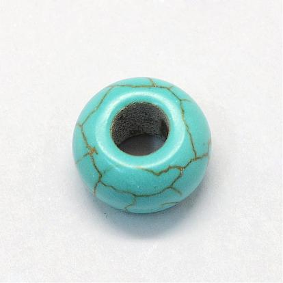Синтетический драгоценный камень европейские шарики, бусины с большим отверстием, окрашенные, рондель