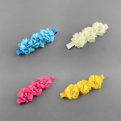 Эластичные детские повязки, со случайным цветным эластичным шнуром, ткань цветок девочка оголовье, 112 мм