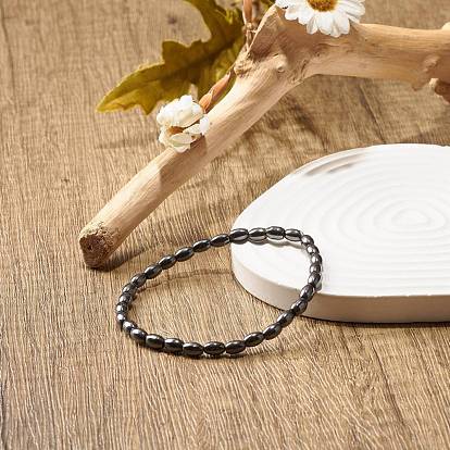 Bracelet extensible perlé ovale en hématite synthétique, bijoux en pierres précieuses pour femmes