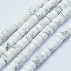 Natural Howlite Beads Strands, Flat Round/Disc