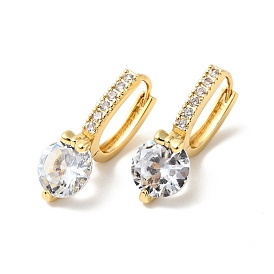 Clear Cubic Zirconia Diamond Hoop Earrings, Brass Jewelry for Women, Cadmium Free & Nickel Free & Lead Free