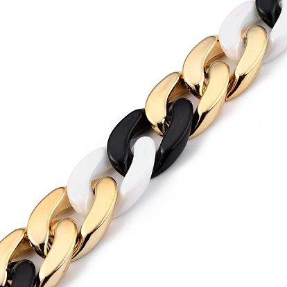 Handmade CCB Plastic & Opaque Acrylic Curb Chains, Twist Chains, for Handbag Chain Making