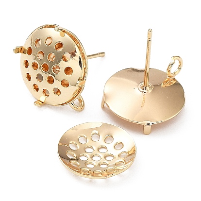 Brass Stud Earring Findings, Prong Earring Settings, Filigree Flat Round