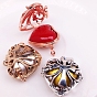 Brass Bead Cage Pendants, for Chime Ball Pendant Necklaces Making, Hollow, Heart with Cross Charm