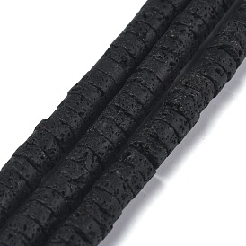 Natural Lava Rock Beads Strands, Heishi Beads, Flat Round/Disc