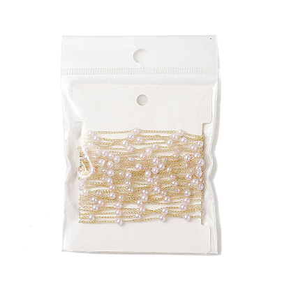 Пластиковые жемчужные цепочки ручной работы из бисера, с реечной обшивкой латунными бордюрными цепями, пайки, с карточной бумагой