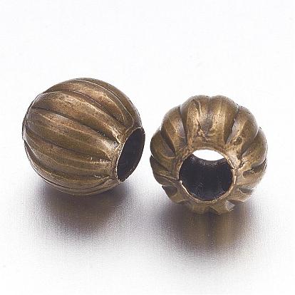 Гофрированного железа бисера, круглые, 6 мм, отверстие : 2 мм, Около 3500 шт / 1000 г