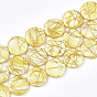 Freshwater Shell Beads Strands, Dyed and Drawbench, Flat Round