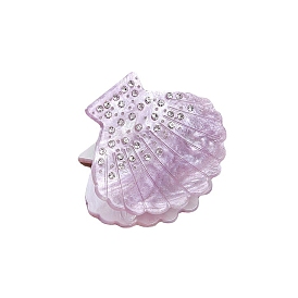 Acrylic Claw Hair Clips, with  Rhinestone Finding, Shell Shape
