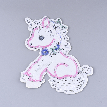 Computerized Embroidery Cloth Iron on/Sew on Patches, with Paillette/Sequins, Glitter, Appliques, Costume Accessories, Unicorn