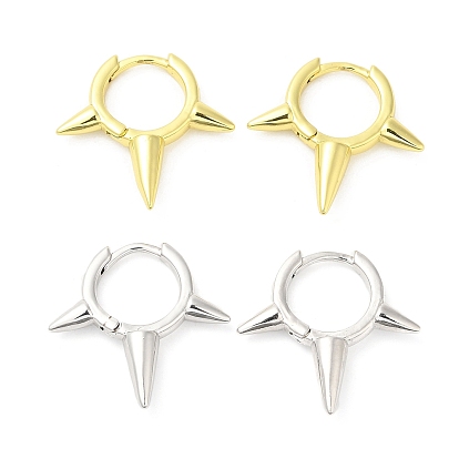 Rack Plating Brass Spike Hoop Earrings for Women, Lead Free & Cadmium Free, Long-Lasting Plated