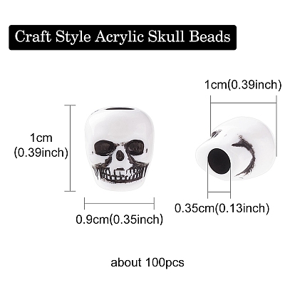 Craft Style Acrylic Beads, Skull