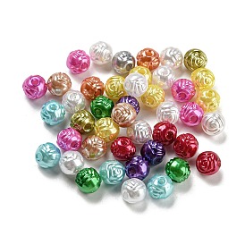 Perles en plastique ABS peintes au four, fleur, teint