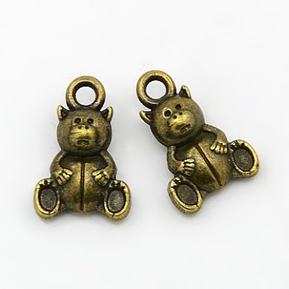 Tibetan Style Alloy Pendants, Cadmium Free & Nickel Free & Lead Free, Bear, 16x10x5mm, Hole: 2mm