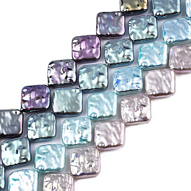 ABS Plastic Imitation Pearl Beads Strands, AB Color Plated, Rhombus