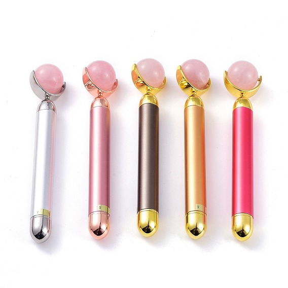 Natural Gemstone Massage Tool Skin Care, Facial Rollers, with Plastic Findings