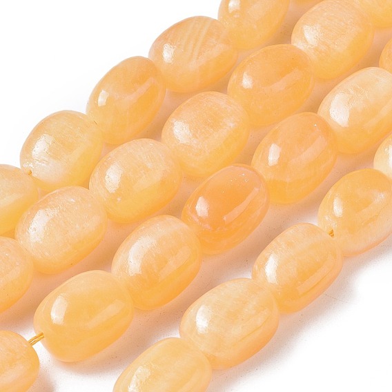 Perles de calcite orange naturelle, ovale