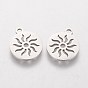 304 Stainless Steel Charms, Flat Round with Sun