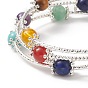Natural & Synthetic Mixed Gemstone Round Beaded Triple Loop Wrap Bangle for Women